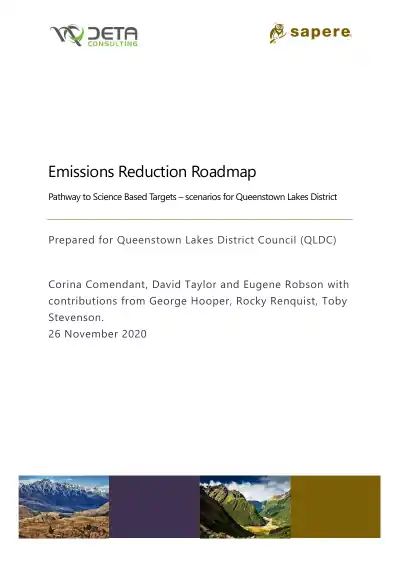 Emissions Reduction Roadmap: Pathway to Science Based Targets – scenarios for Queenstown Lakes District