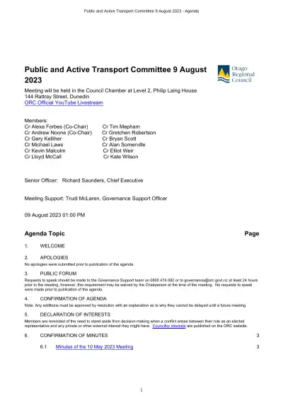 Public and Active Transport Committee 9 August 2023 – Agenda