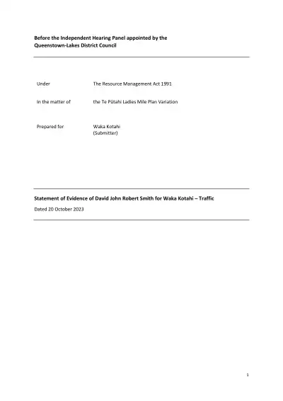 Statement of Evidence of David John Robert Smith for Waka Kotahi – Traffic (Te Pūtahi Ladies Mile Plan Variation)