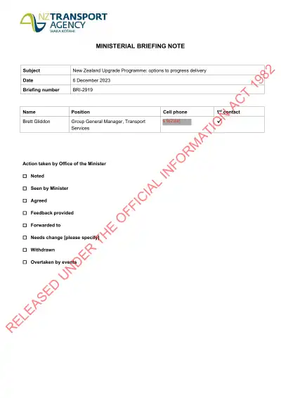 New Zealand Upgrade Programme: options to progress delivery (BRI-2919)
