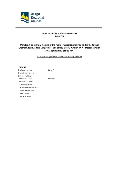 Public and Active Transport Committee - Minutes (ordinary meeting, 5 March 2025)