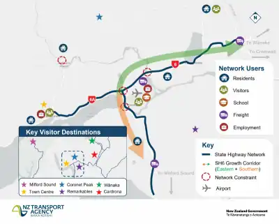 Queenstown Strategic Network Plan – Growth strains its limited transport network (current transport network map)