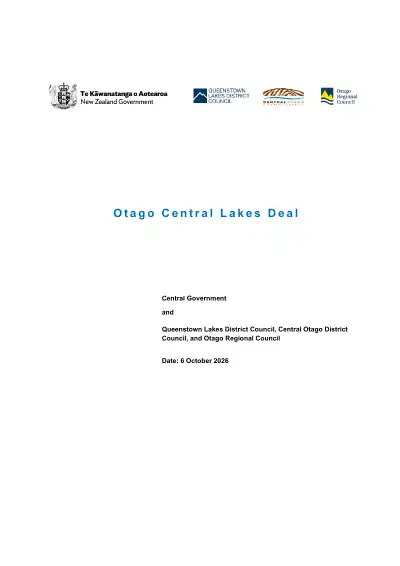 Otago Central Lakes Deal – Final Deal Agreement and Schedule (signed)