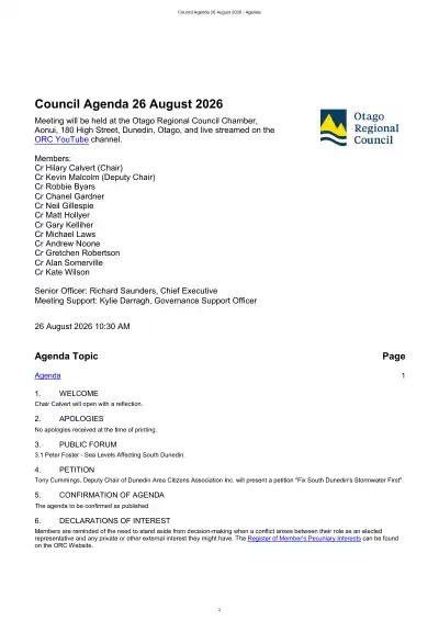 ORC Council Meeting 26 Aug 2026 – Agenda (incl. Q4 2025/26 performance & finance; Central Lakes sub-regional PT investment case)
