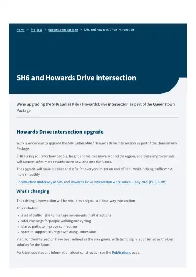 SH6 and Howards Drive intersection (project page)
