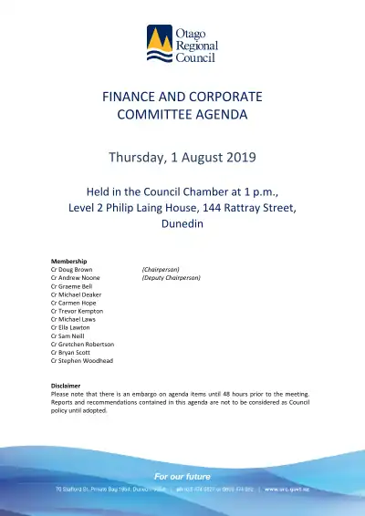 ORC Finance and Corporate Committee 1 Aug 2019 – Agenda with attachments