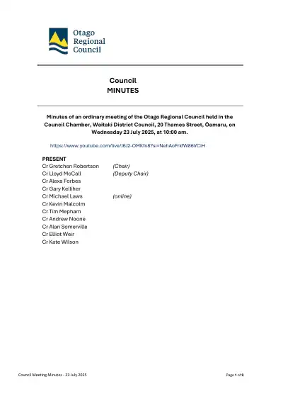 ORC Council 23 Jul 2025 – Minutes