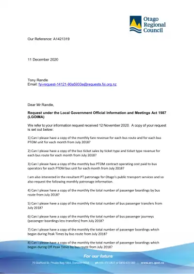 LGOIMA response A1421319: fare revenue, cost and patronage (FYI request 14121)
