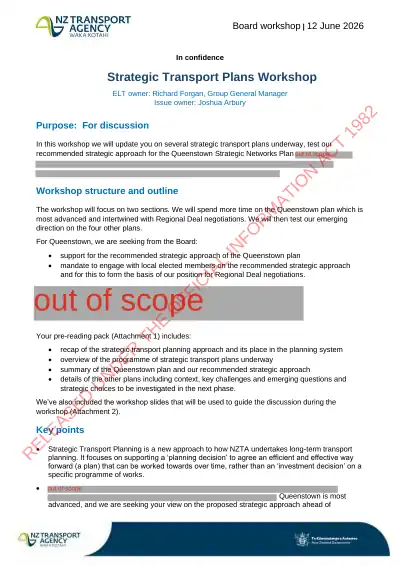 Strategic Transport Plans – NZTA Board workshop paper (12 June 2026)