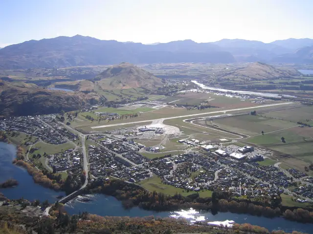 Queenstown Airport and the Frankton Flats, seen from Deer Park Heights.