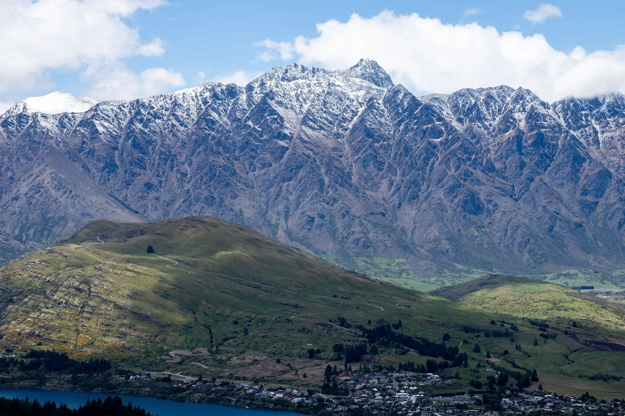 The Remarkables rising above Frankton and Kelvin Heights.
