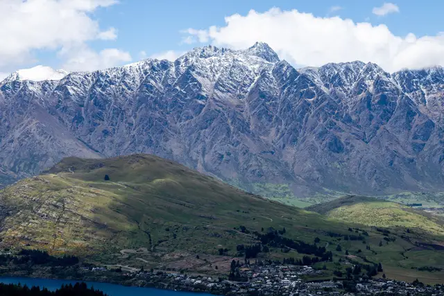 The Remarkables rising above Frankton and Kelvin Heights.